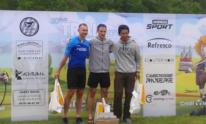 The podium of the 20th Trail de la Côte Roannaise